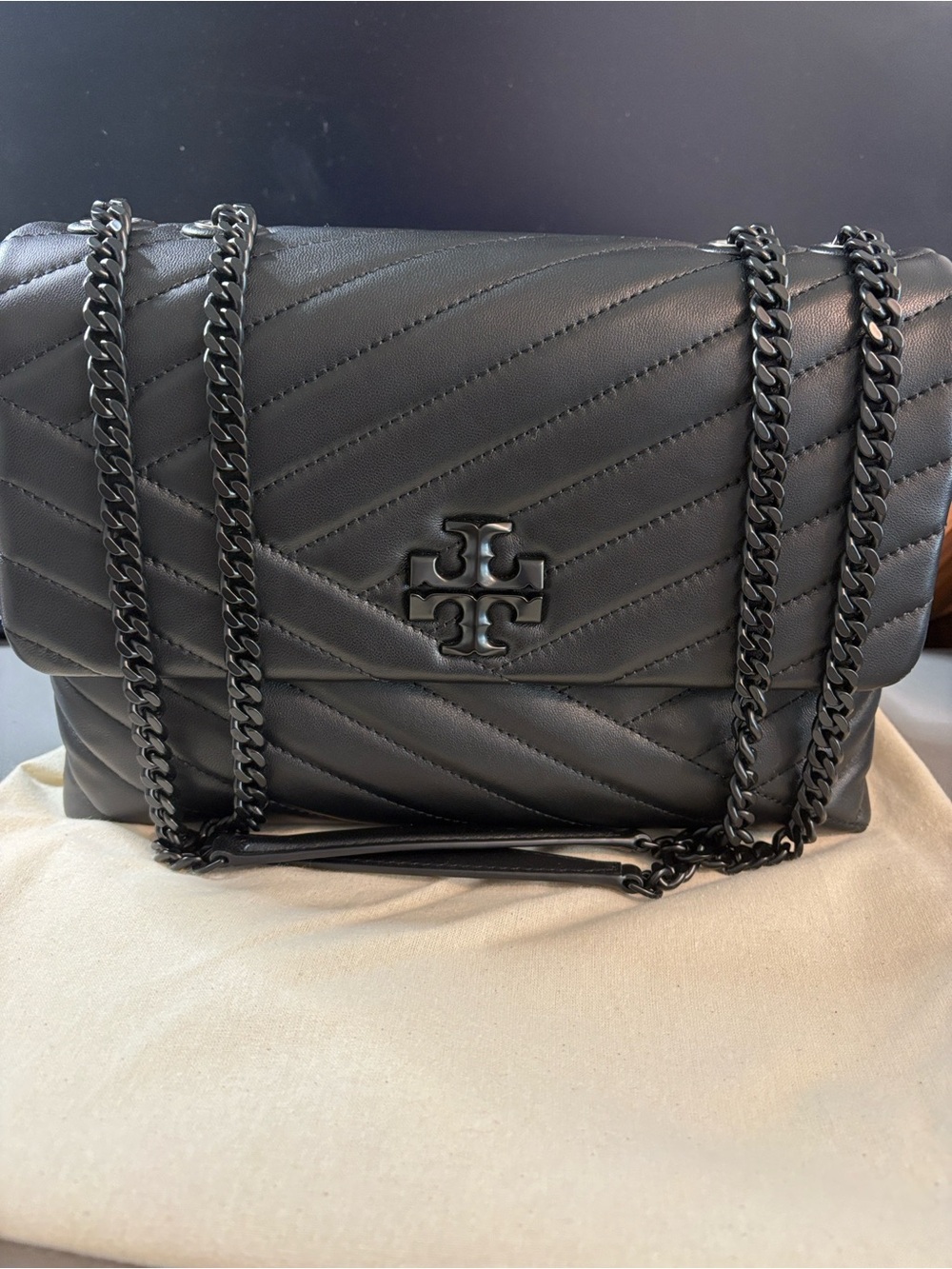 Tory Burch Kira Chevron Powder Coated  Convertible Shoulder Bag